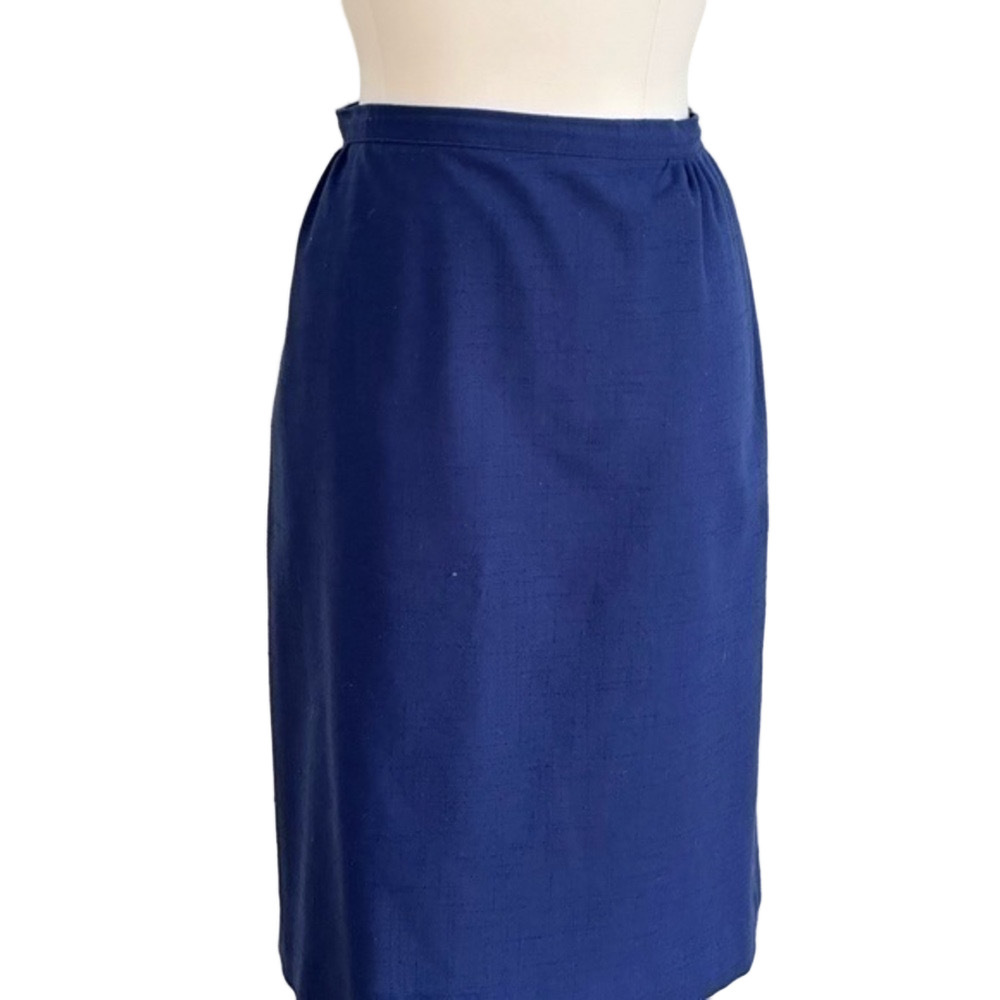 Navy straight skirt. Private label. Tailor made.